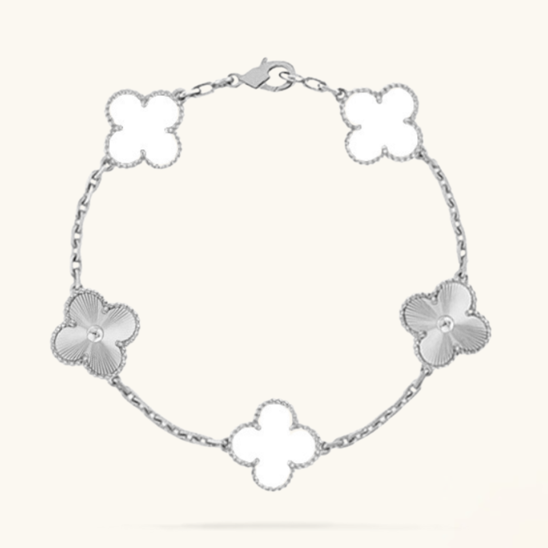 CLOVER | Bracciale Bianco/Argento