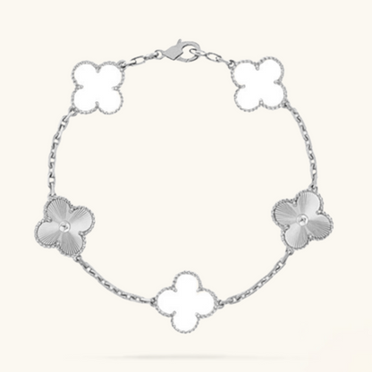 CLOVER | Bracciale Bianco/Argento