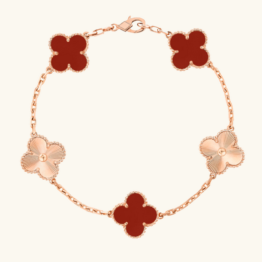 CLOVER | Bracciale in Oro Rosa Rosso Guilloché