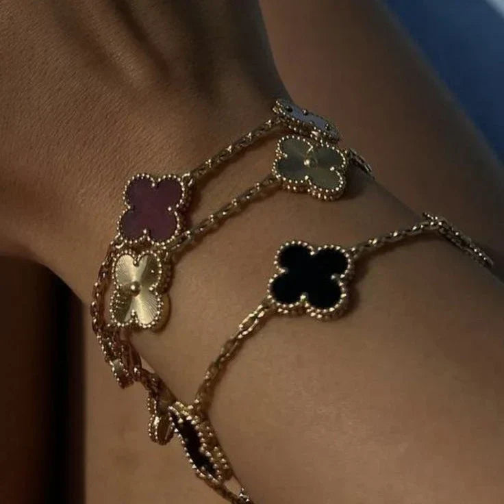 CLOVER | Bracciale Nero/Argento