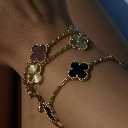 CLOVER | Bracciale Nero/Argento