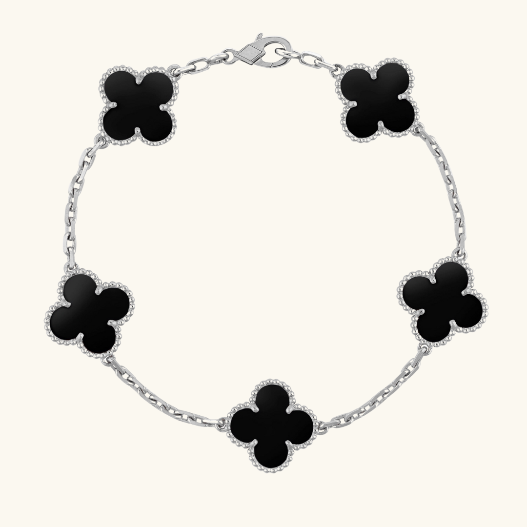 CLOVER | Bracciale Nero/Argento