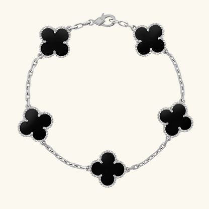 CLOVER | Bracciale Nero/Argento