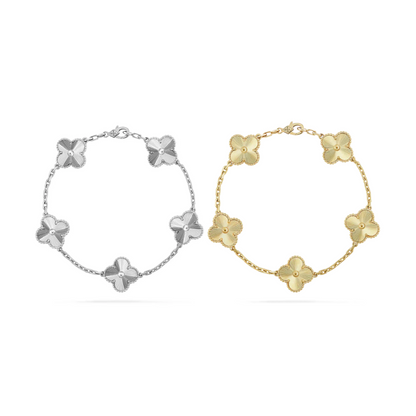 Set di Bracciali a Quadrifoglio in 2 Pezzi - Argento/Oro