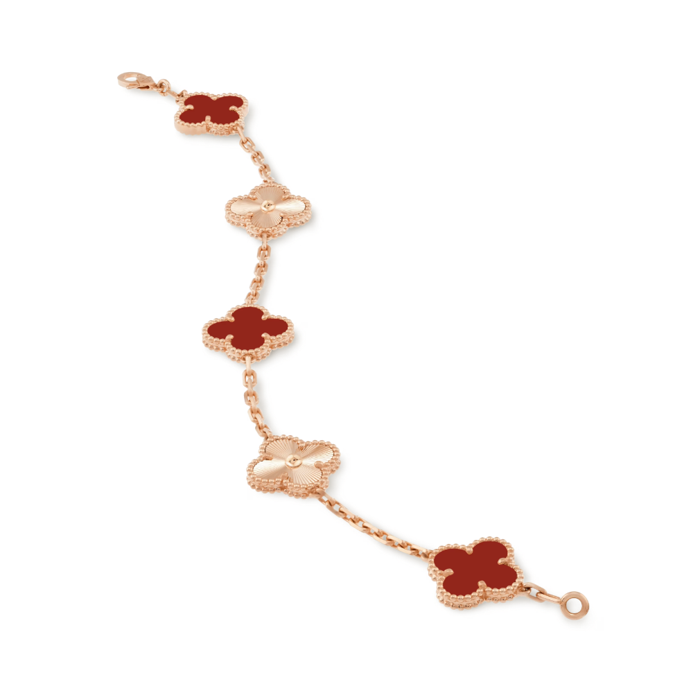 CLOVER | Bracciale in Oro Rosa Rosso Guilloché